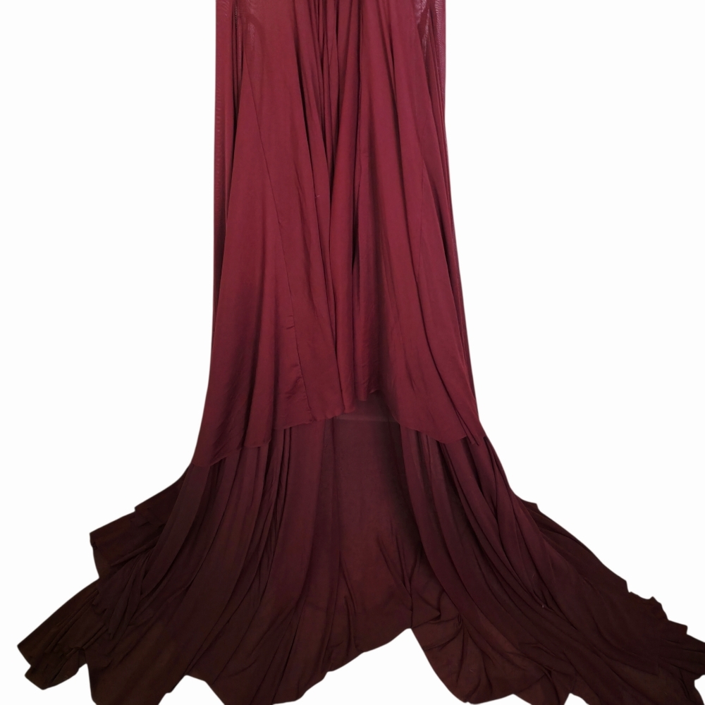Deme by Gabriella Chloe Maxi Dress Burgundy Red Ruched Jersey Halter NWT Size M - Picture 7 of 11